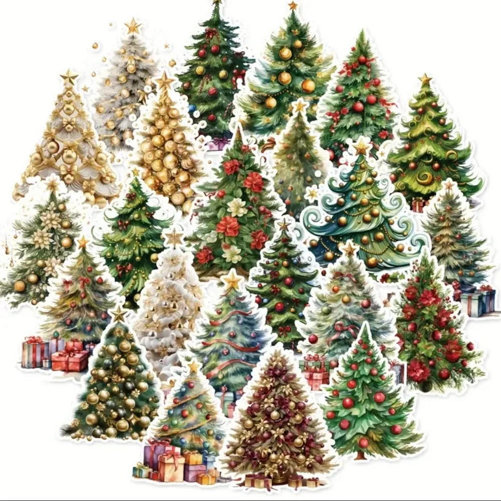 Festive Christmas Tree Sticker Set - Multicolor